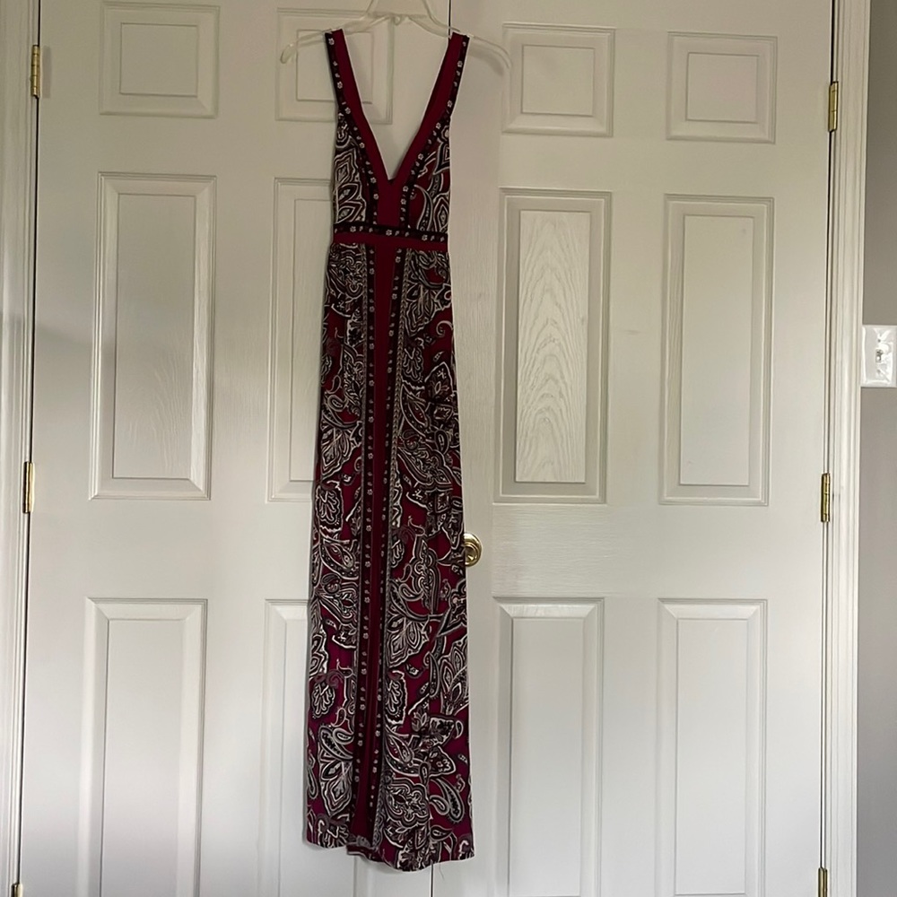INC International Concepts Wine/Black/White/Grey Maxi Dress Size Small